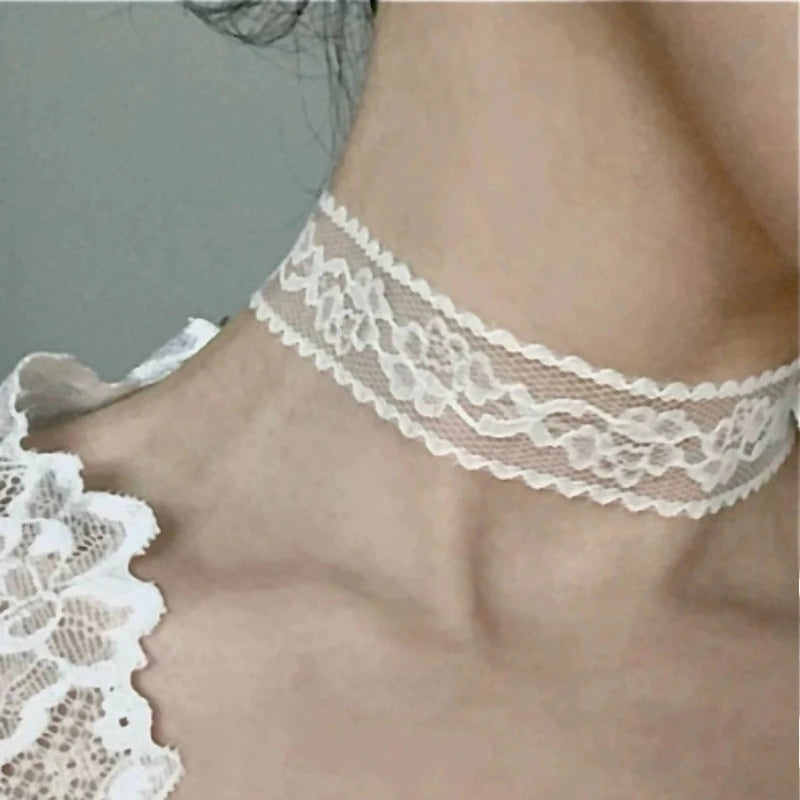 Floral Lace Choker Necklace for Gothic Coquette and Dark Feminine Fashion Styling