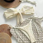 Textured Bandeau String Bikini with Starfish Hardware and Side-Tie Bottom