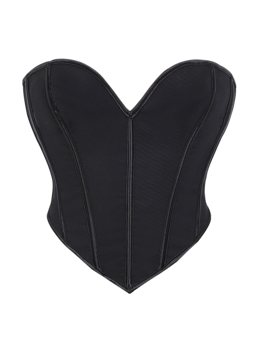 Minimalist Black Strapless Sweetheart Corset with Plunging Neckline