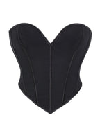 Minimalist Black Strapless Sweetheart Corset with Plunging Neckline