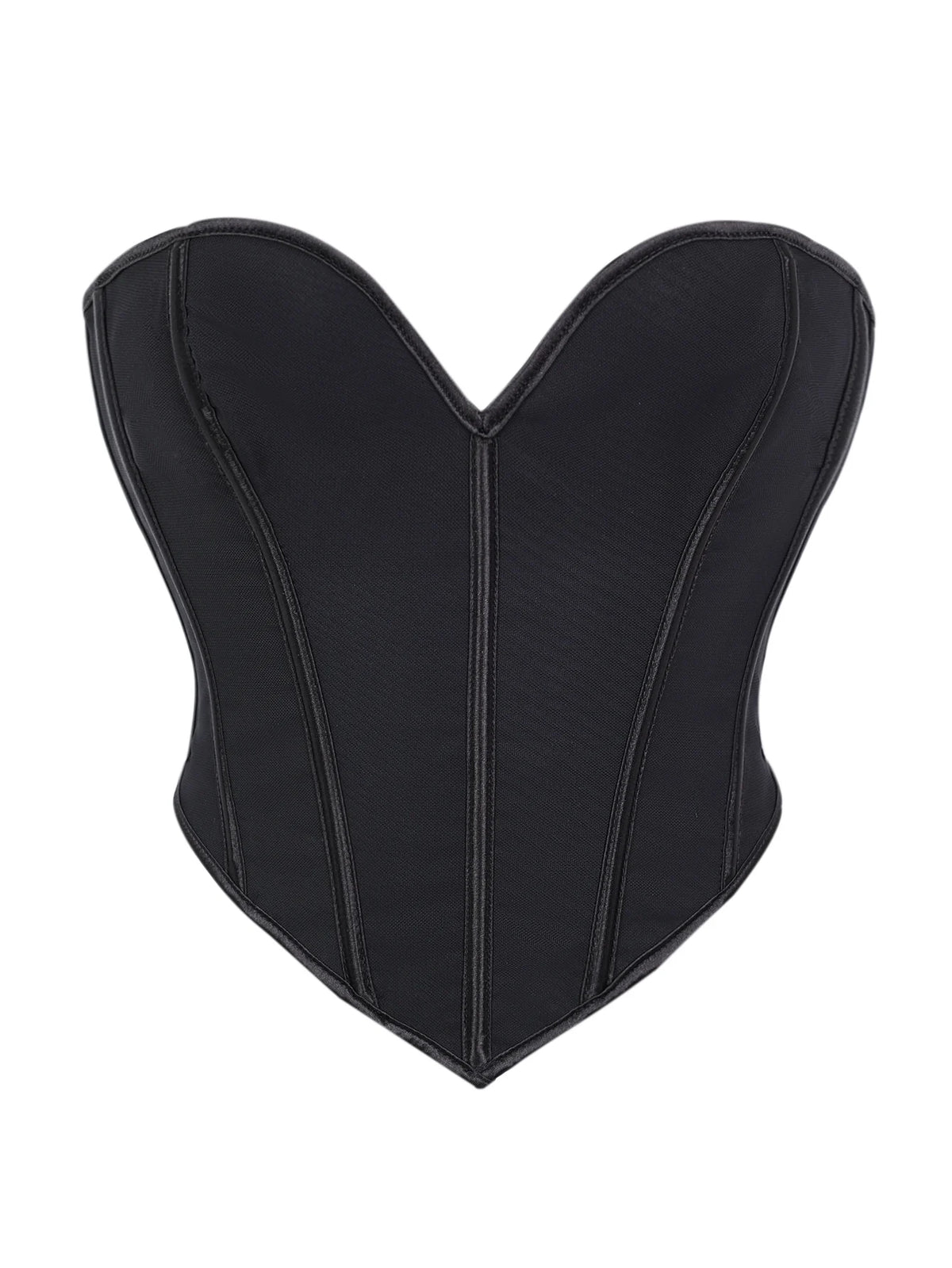 Minimalist Black Strapless Sweetheart Corset with Plunging Neckline