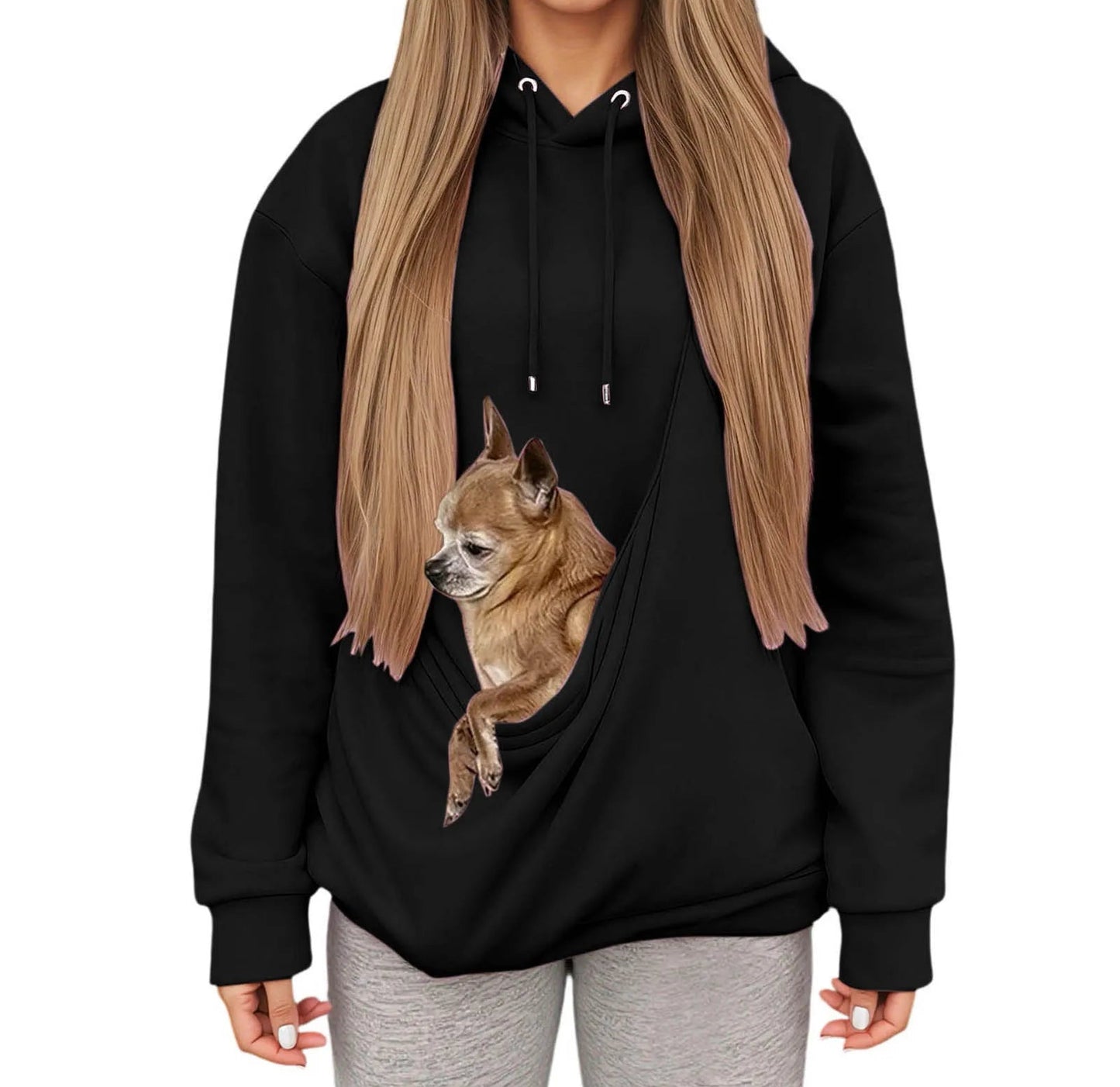Women's Oversized Hooded Sweatshirt with Front Pet Pocket for Cozy Everyday Comfort