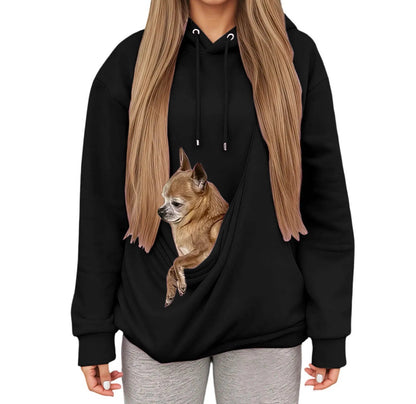 Women's Oversized Hooded Sweatshirt with Front Pet Pocket for Cozy Everyday Comfort
