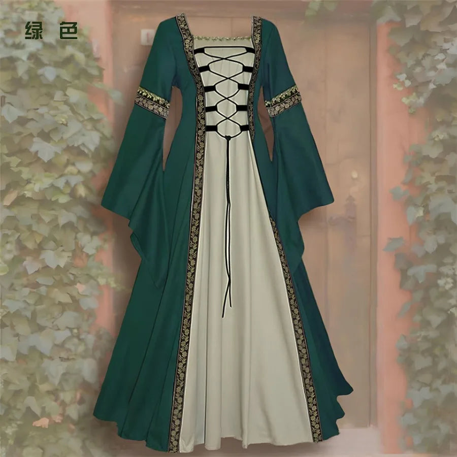 Medieval Inspired Gothic Princess Dress with Regal Flowing Silhouette - BigCat Streetwear