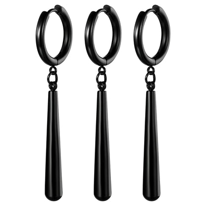 Minimalist Triple Hoop Drop Earrings for Punk and Alternative Fashion Looks