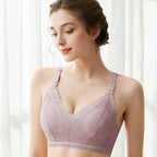 Wire-Free Jacquard Maternity Nursing Bra with Front-Drop Clips