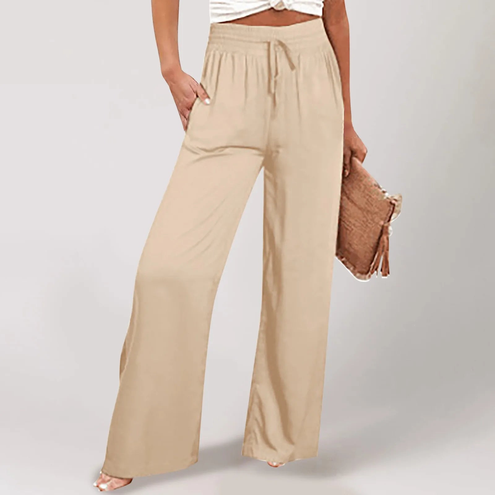 Women's High Waist Wide Leg Casual Trousers with Relaxed Tailored Everyday Style