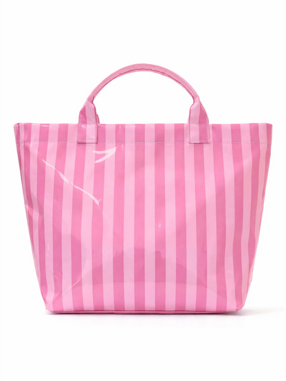 Striped Waterproof Tote Bag with Large Capacity Beach and Travel Design
