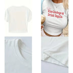 Western Inspired Graphic Crop Tee with Fitted Baby Tee Streetwear Style