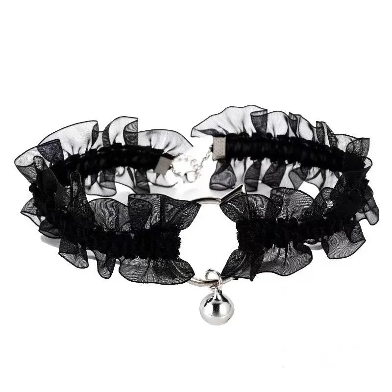 Lace Bell Choker Necklace for Gothic Lolita and Dark Feminine Style