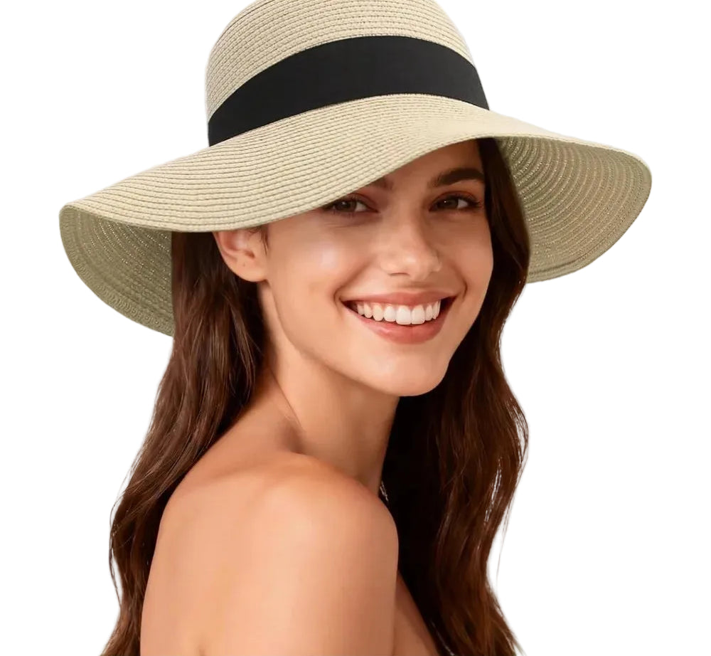 Foldable Wide Brim Linen Sun Hat with Lightweight Design for Beach Travel and Outdoor Wear