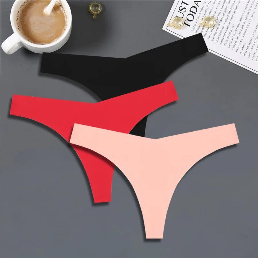 Seamless V-Waist Thong Panties Three-Pack with Smooth Athletic Finish