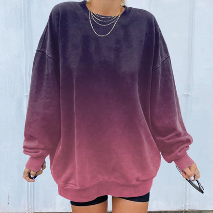Women's Gradient Oversized Hooded Sweatshirt for Relaxed Contemporary Casual Streetwear Fashion