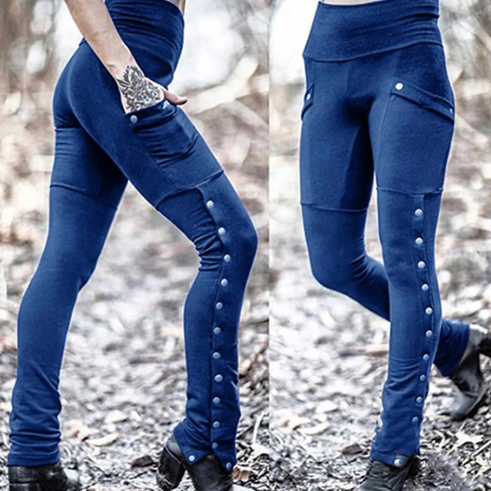 Stud Detail Skinny Pants High Waist Gothic Inspired Alternative Bottoms