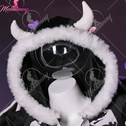 Women's Contemporary Graphic Print Hooded Bodysuit With Detachable Wings And Matching Layered Hosiery