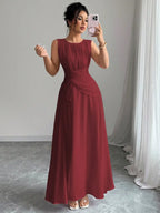 Sleeveless Chiffon Maxi Dress with Flowing A-Line Silhouette and Soft Drape