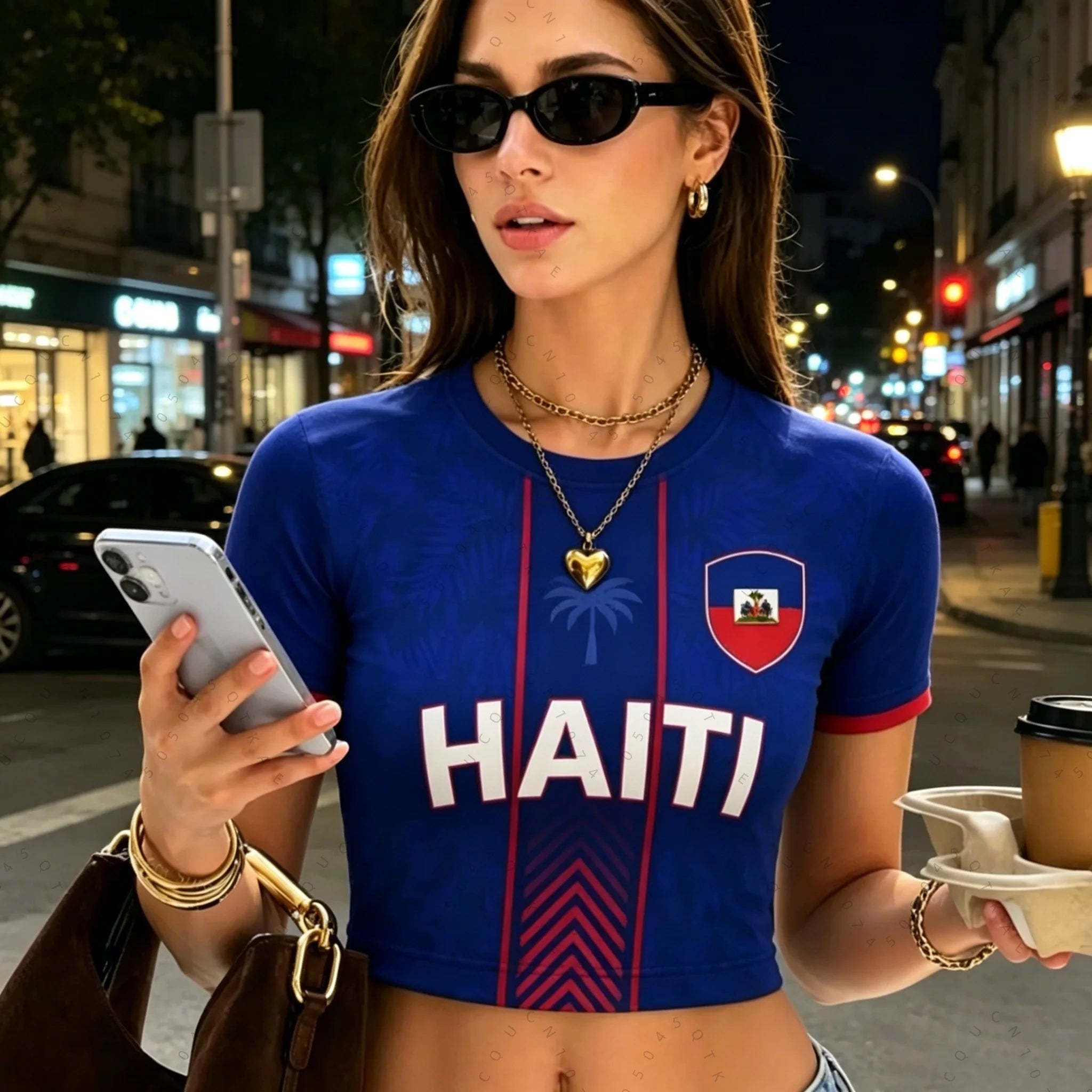 Women's Contrast Trim Graphic Crop T-Shirt for Casual Sport-Inspired Streetwear Everyday Fashion Style