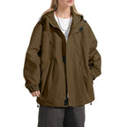 Women's Lightweight Hooded Windbreaker Jacket with Relaxed Utility Streetwear Layering Style