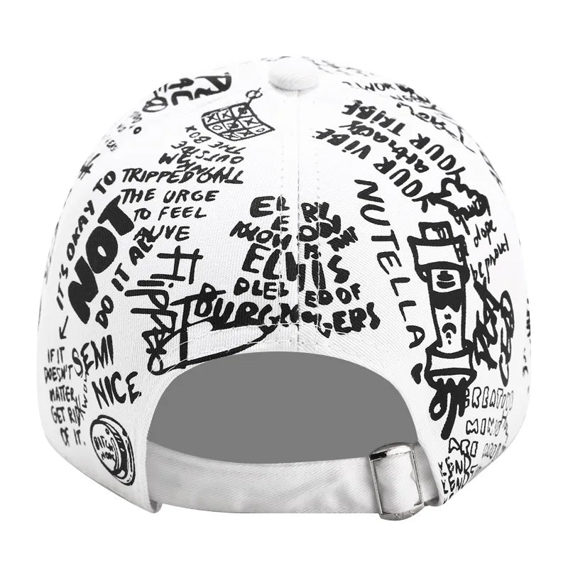 Abstract Graphic Print Adjustable Baseball Cap for Contemporary Streetwear Everyday Casual Fashion Style