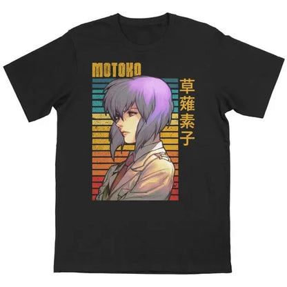 Retro Manga Portrait Graphic Tee with Japanese Streetwear Aesthetic Design