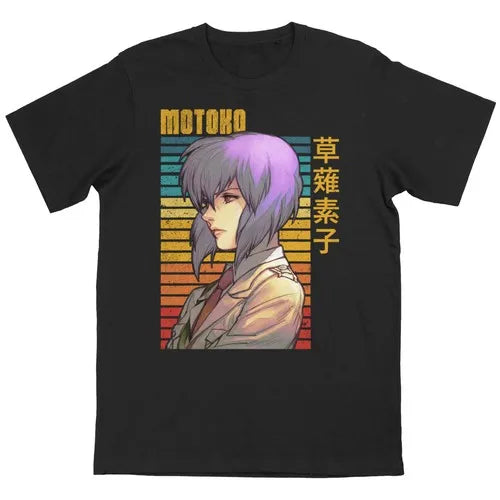 Retro Manga Portrait Graphic Tee with Japanese Streetwear Aesthetic Design