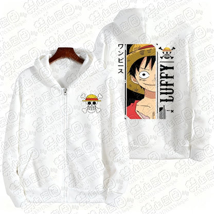 Manga Streetwear Zip Hoodie with Retro Pirate Adventure Artwork