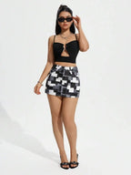 High Rise Acid Wash Denim Mini Skirt with Streamlined Y2K Silhouette