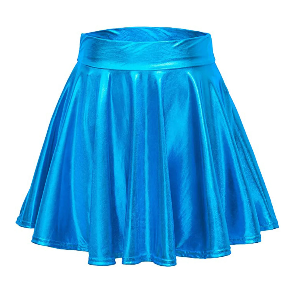 Glossy A-Line Mini Skirt with High Shine Streetwear Festival Styling