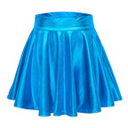 Glossy A-Line Mini Skirt with High Shine Streetwear Festival Styling