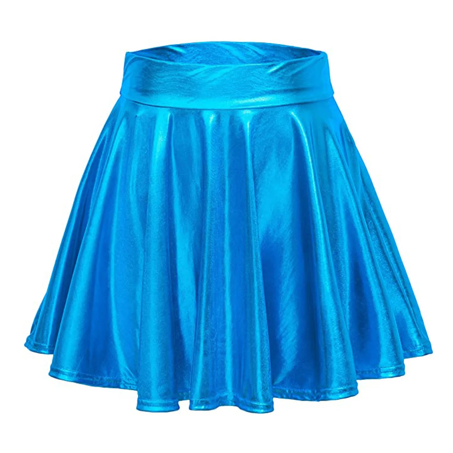 Glossy A-Line Mini Skirt with High Shine Streetwear Festival Styling
