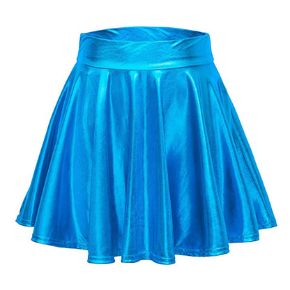 Glossy A-Line Mini Skirt with High Shine Streetwear Festival Styling