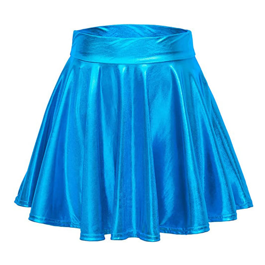 Glossy A-Line Mini Skirt with High Shine Streetwear Festival Styling