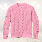 Men's Cable Knit Crew Neck Contemporary Relaxed Fit Sweater Pullover