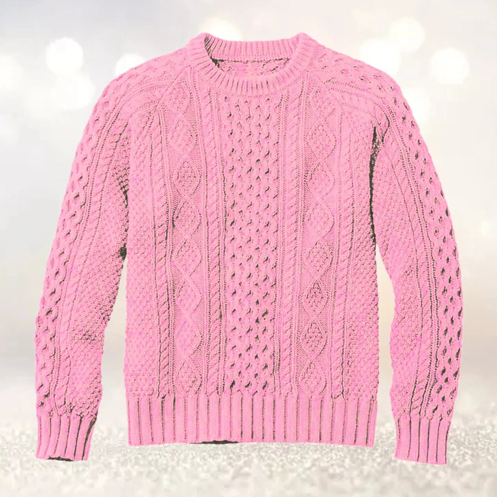 Men's Cable Knit Crew Neck Contemporary Relaxed Fit Sweater Pullover