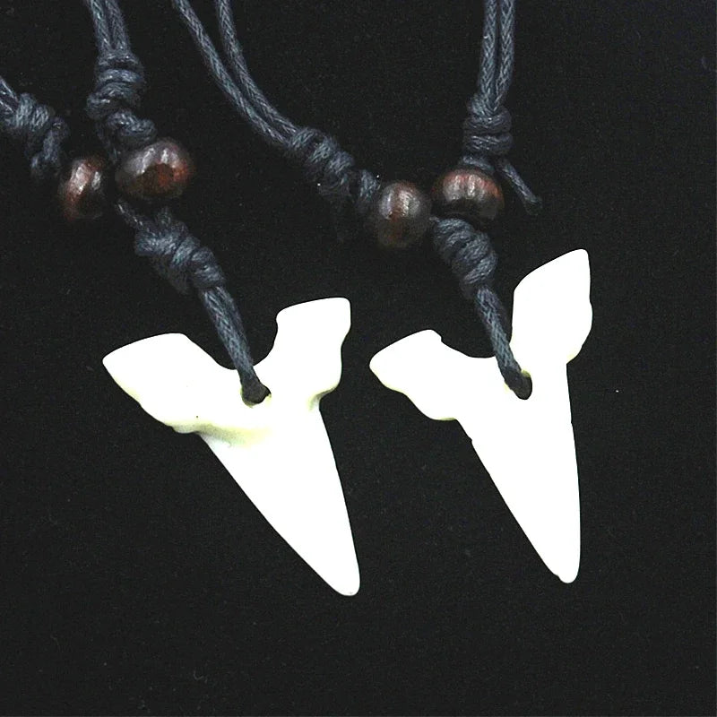 Shark Tooth Pendant Necklace Tribal Alternative Statement Fashion Jewelry
