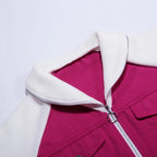 Women's Patchwork Denim Contrast Sleeve Button-Up Casual Streetwear Jacket