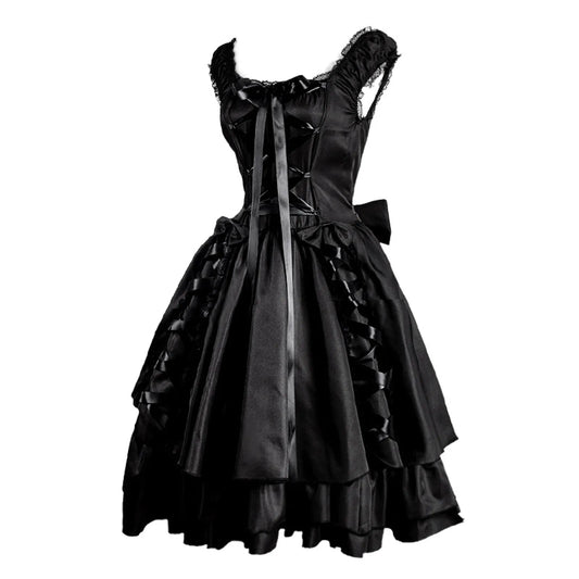 Victorian Inspired Gothic Corset Dress With Layered Skirt Alternative Fashion Design