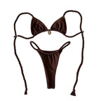 Dark Espresso Triangle Micro Bikini with Braided String Straps