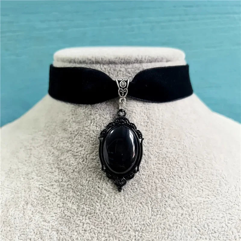 Victorian Gothic Cameo Choker Necklace for Dark Feminine Witchy and Alternative Fashion Styling