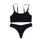 Seamless Square-Neck Minimalist Bralette and High-Leg Brazilian Thong Set
