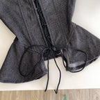 Dark Denim-Inspired Strapless Lace-Up Bustier with Asymmetrical Peplum Hem