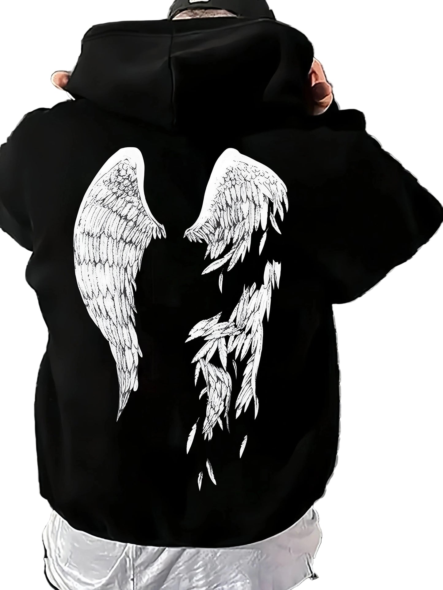 Dark Anime Angel Wing Hoodie with Gothic Manga Streetwear Aesthetic