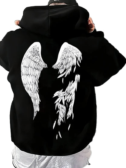 Dark Anime Angel Wing Hoodie with Gothic Manga Streetwear Aesthetic