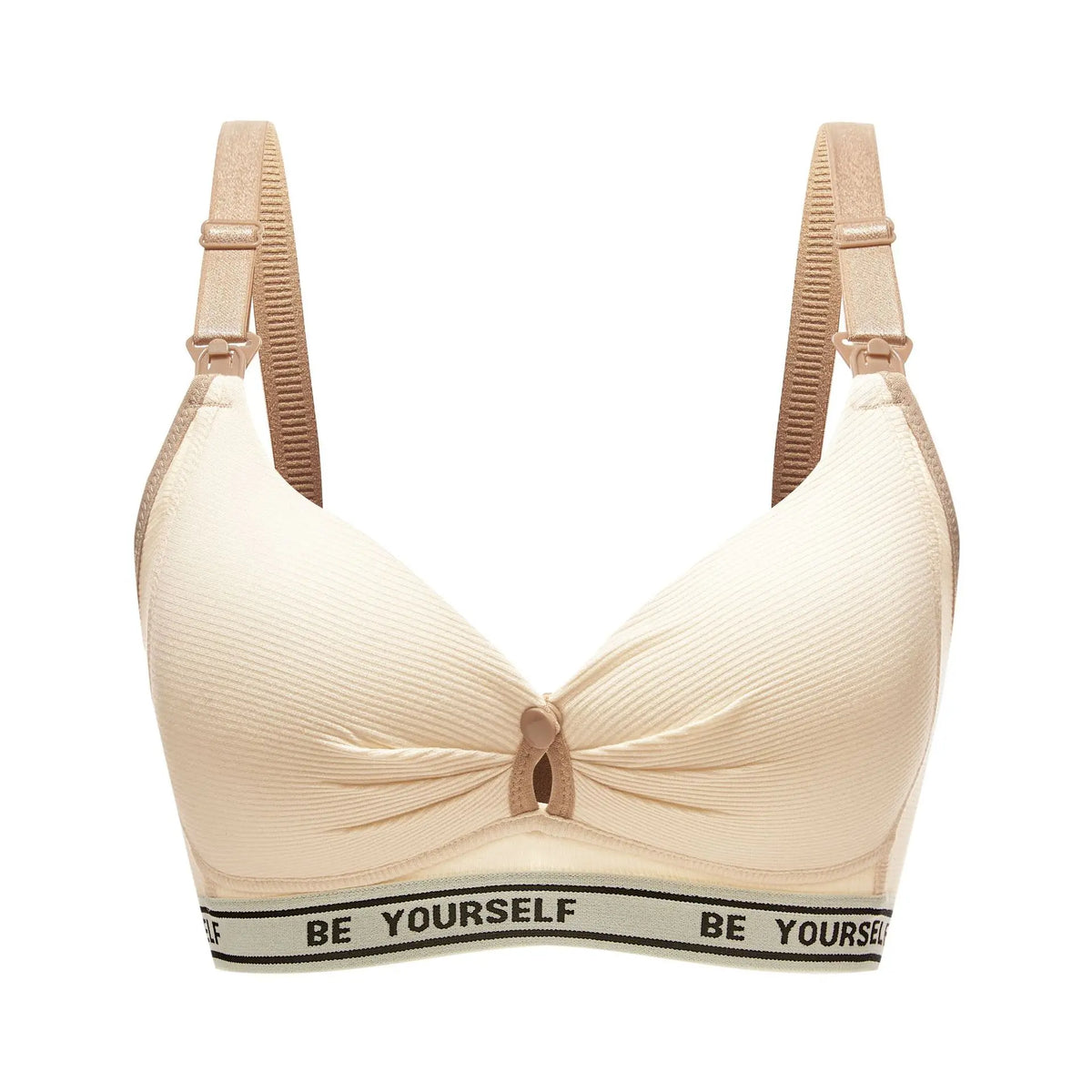 Heathered Grey Wireless Nursing Bra with Drop-Down Clips and Lettered Underband