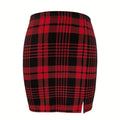 Plaid Pencil Mini Skirt with Tailored High Rise Contemporary Fit