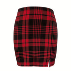 Plaid Pencil Mini Skirt with Tailored High Rise Contemporary Fit
