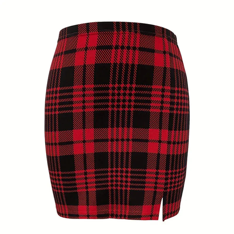 Plaid Pencil Mini Skirt with Tailored High Rise Contemporary Fit