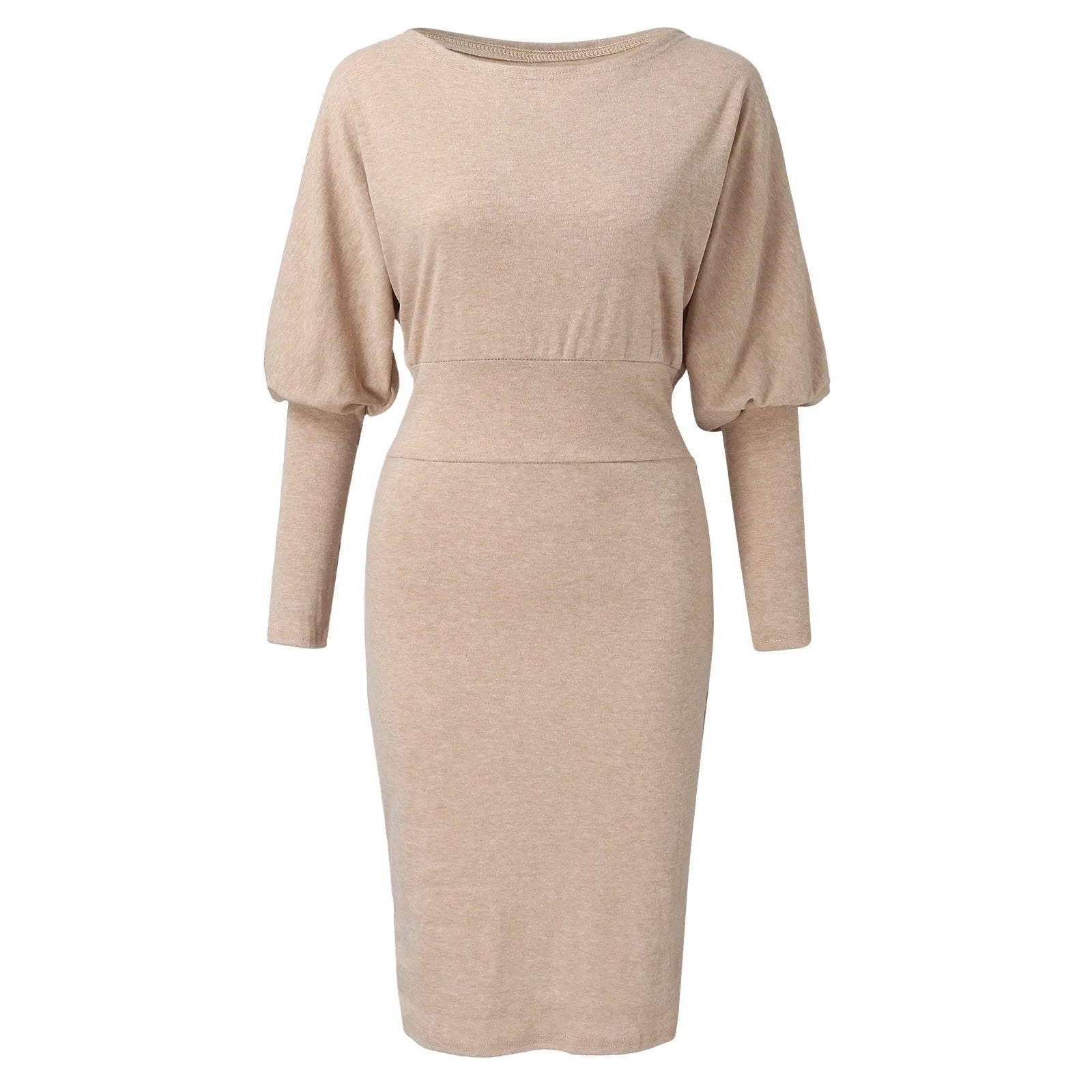 Minimalist Knit Midi Sweater Dress With Statement Bell Sleeves