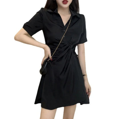 Minimal Gothic Wrap Dress with Japanese Streetwear Aesthetic