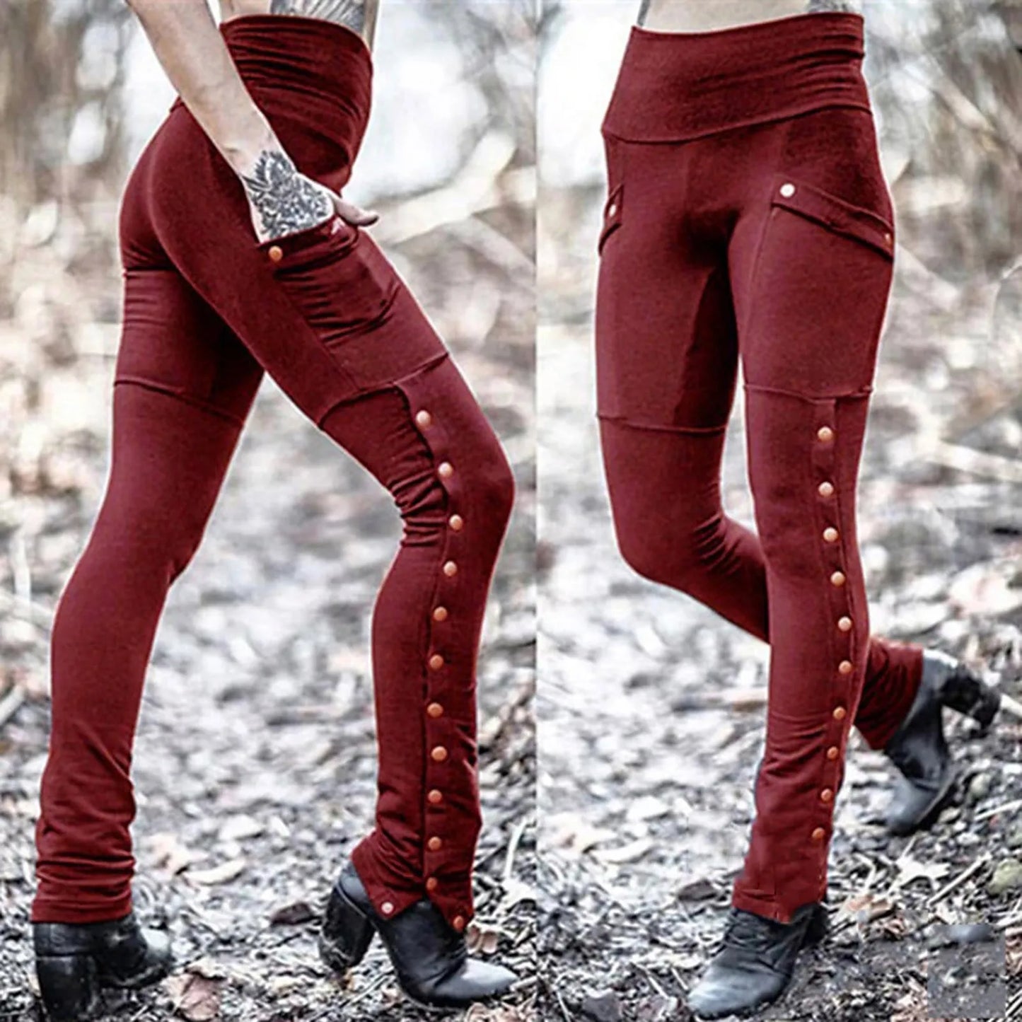 Stud Detail Skinny Pants High Waist Gothic Inspired Alternative Bottoms